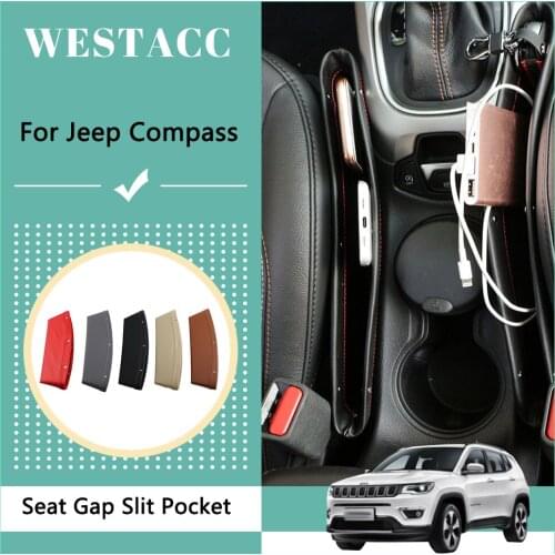 1Pcs Car Seat Gap Slit Pocket Crevice Crack Storage Box Bag for Jeep Compass 2017 - 2020 Organizer Interior Accessories
