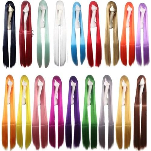 60'' Long Straight cosplay Wig brown white black orange burgundy red purple Wig for Women Cosplay Party common 150 cm long Wigs