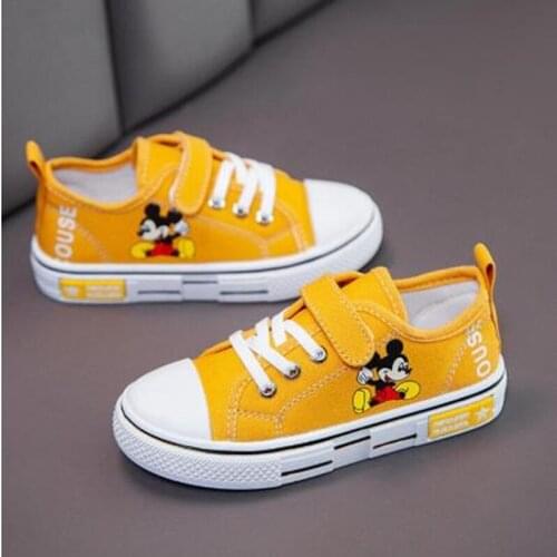 Children Mickey Canvas Shoes Spring New Cartoon Boys Girls Casual Shoes Soft Bottom Anti-Slippery Kids Shoes Unisex