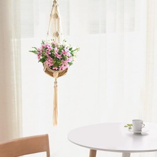 Hanging Plant Handmade Macrame Plant Hanger Flower Pot Planter Hanger Wall Decor Courtyard Garden Hanging Planter Hanging Basket