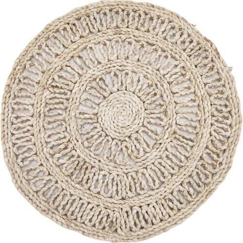 Simple Natural Straw Woven Placemat, Corn Husk Flower Mat, 38cm Heat Insulation Non-Slip Placemat Household Goods Practical Mat