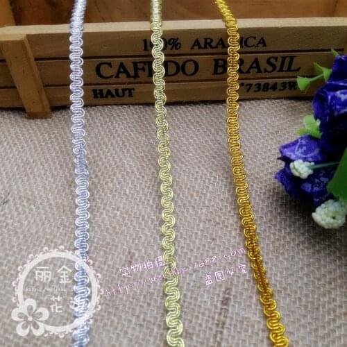 Cheapest 100Yards Gold Lace Silver Trims Braided For Costume Decoration High Quality DIY Centipede Braid Ribbon Lace For Sewing