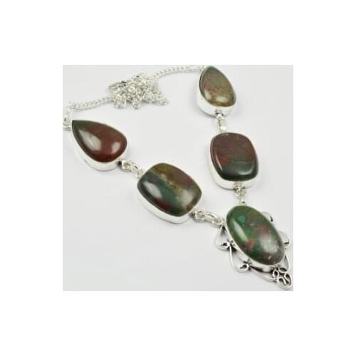 Blood Stone Necklace Silver Overlay over Copper , 48.5 cm, N2243