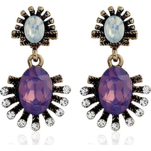CRLEY Oval Crystal Drop Earrings Unique Dangle Earrings Female Colorful Elegant Engagement Jewelry Accessories Jewelry Bijoux