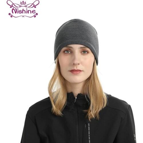 Nishine Unisex Outdoor Running Sports Helmets Inner Hat Solid Color Knitting Warm Cap Women Headwear Hair Accessories Photo Prop