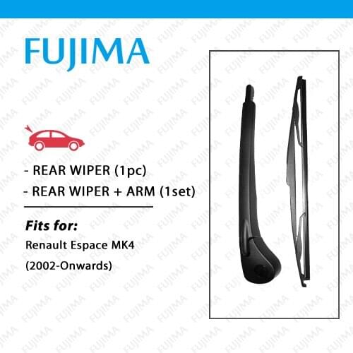 FUJIMA Rear Wiper Blade and Arm for Renault Espace IV mk4 (2002-Onwards) Back Window Windscreen Rear Wiper Arm