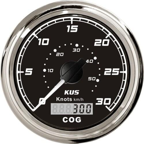 1pc 85mm GPS Speedometers 0-30knots Speed Mileometers 0-50km/h Waterproof Device Cog Gauge for Boat with GPS Antenna Black