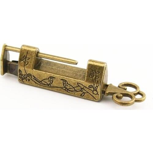 1PCS Zinc Alloy Chinese Retro Old Locks Antique Padlock with Keyer for Jewelry Wooden Boxs Suitcase Drawer Furniture Hardwares