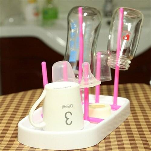 Bottle Dry Rack Baby Bottle Drain Drying Racks Blue Pink Baby Bottle Cleaning Dryer Drainer Storage Drying Rack Shelf