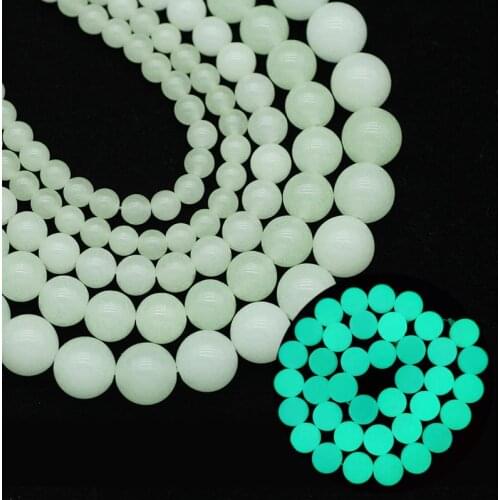 Luminous Malachite Green Natural Stone 6/8/10/12MM Glow In The Dark Round Spacers Loose Beads For Jewelry Making DIY Bracelets