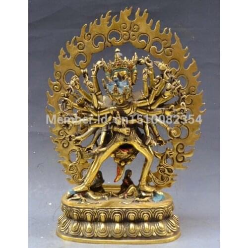 Tibet Tibetan Gilt Bronze Shri Kalachakra Buddha Statue