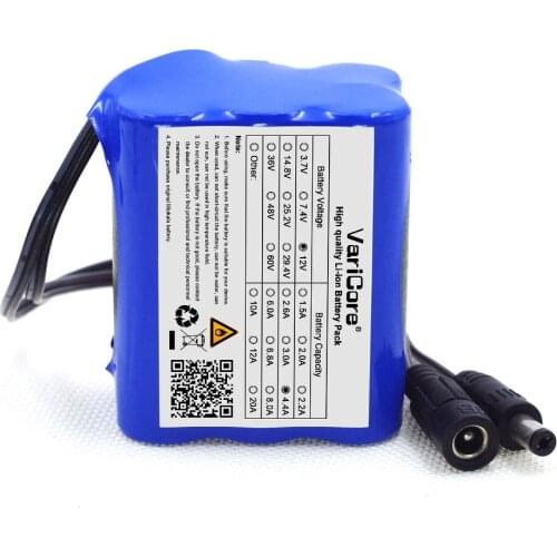 VariCore 12v 4.4Ah 4400mah 18650 Rechargeable batteries 12V + PCB Lithium Battery pack Protection Board DC: 5.5*2.1