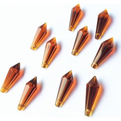 Top Quality 60pcs/lot 36mm Brown Glass Crystal Lamp Prisms Parts, Icicle U-drop PrismsHanging Pendants for chandelier crystal