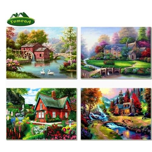 YUMEART Diamond Embroidery Landscape Full Round Diamond Painting Cross Stitch Rhinestone Mosaic Kit Home Decor