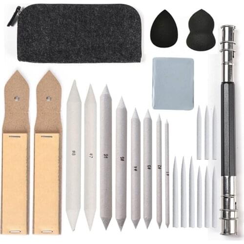 14/20/24 Pcs/Set Shading Tools For Sketch Drawing Student Artist Blending Kits With Paper Eraser Pen Sandboard Stationery Supply