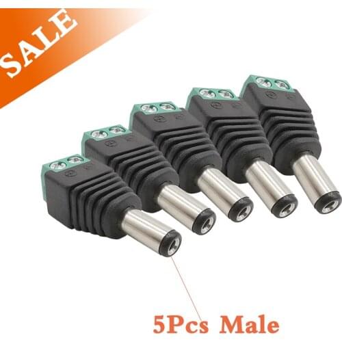 5pcs Female + 5 pcs Male 12V DC Power Connector 2.1 x 5.5mm Female Male Plug Socket Screw Adapter for LED Strip CCTV Camera