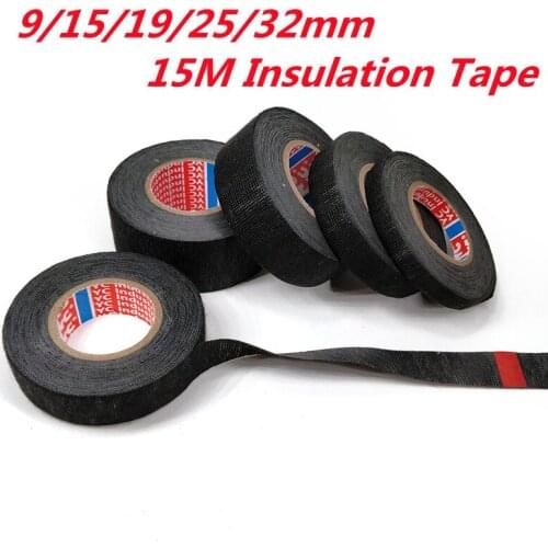 9/15/19/25/32mm Black Insulating Tape Sound-absorbing PET Non-woven Fabric Flame-retardant Tape Natural Rubber Adhesive