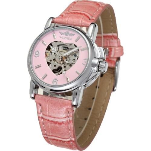 Forsining Ladies Fashion Elegance Love Skeleton Dial Wrist Watch Give Away Women Gift Automatic Mechanical Waterproof Watches