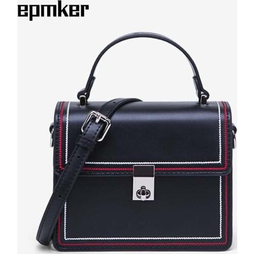 EPMKER 2021 Purses and Handbags Luxury Designer Crossbody Bags for Women Thread Flap Panelled Shoulder Bags Ladies Little Bag