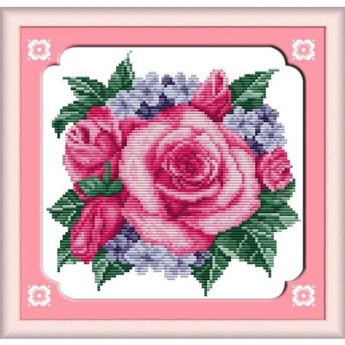 Everlasting Love Rose Clumps Ecological Cotton Cross Stitch Kits 11CT And 14CT Stamped Printed DIY Wedding Decoration For Home