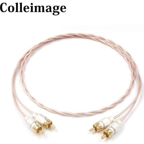 Colleimage Hifi Silver Plated Copper CD VCD Sound Amplifier Interconnect 2RCA to 2RCA Male Audio RCA Intercomnncet Cable