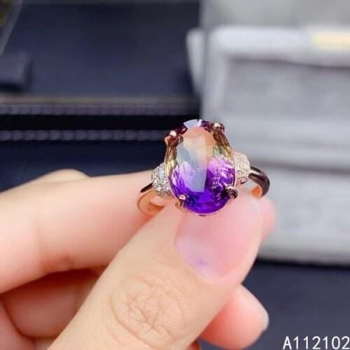KJJEAXCMY fine jewelry S925 sterling silver inlaid Ametrine new girl luxury ring support test Chinese style hot selling