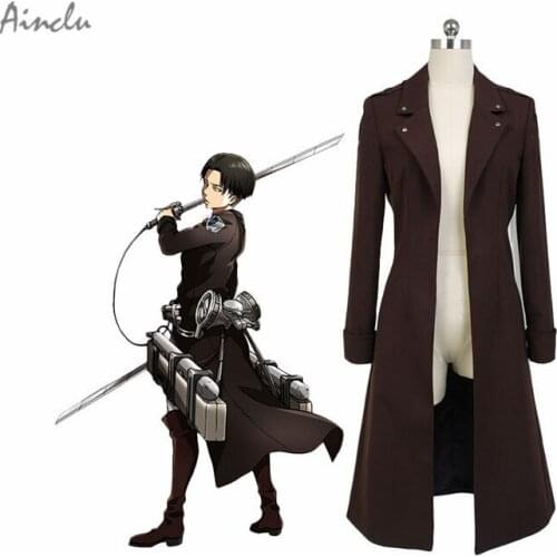 Ainclu Japanese AnimeAttack on Titan Cosplay Costume Shingeki No Kyojin Eren Jaeger Rivaille Long Coat Halloween Costume