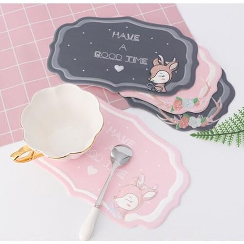 Table Cup Mat Cartoon Pattern Print Coaster Placemat Heat Insulation Pad Decorative Mat for Home Restaurant