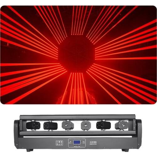 DJ Laser Moving Head 6 Eyes Red Green Blue Laser System Show Projector Stage Effect Lighting For Disco Xmas Party KTV Wedding