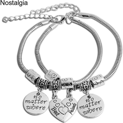 Nostalgia One Pair Broken Heart Charms No Matter Where Best Friends Friendship Bracelets Bestfriend Gifts