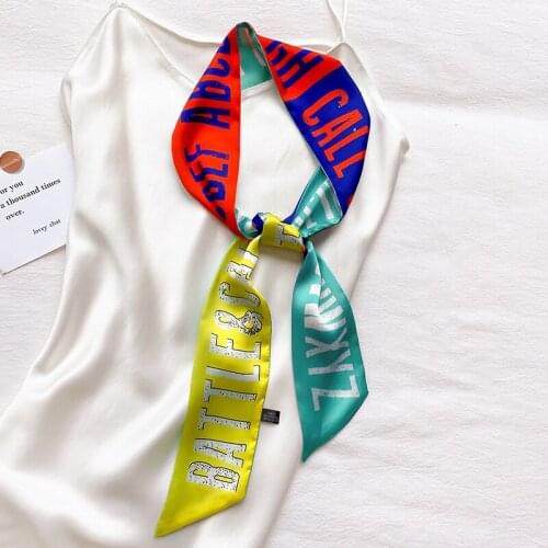 KOI LEAPING New fashion Korean style plaid narrow long ribbons womens fashion tie girl bag with hair band four seasons scarf