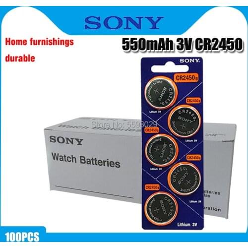 500pcs Original Sony CR2450 Button Battery 5029LC BR2450 BR2450-1W CR2450N ECR2450 DL2450 KCR2450 LM2450 For Watch Toy Remote