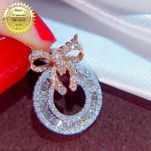 Real 18K gold necklace natura 0.45ct diamonds necklace H-M021