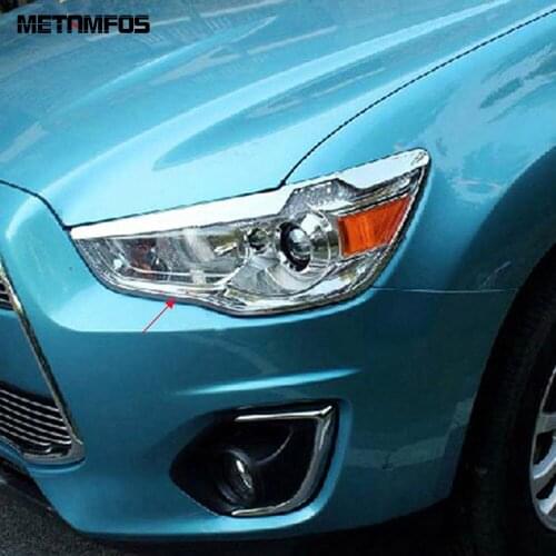For Mitsubishi ASX SUV 2010 2011 2012 5dr Chrome Front Head Light Lamp Cover Trim Headlight Hood Sticker Accessories Car Styling