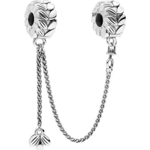 Genuine 925 Sterling Silver Bead Charm Vintage Grains Of Energy Safety Chain Bead Fit Pan Bracelet & Necklace Diy Jewelry