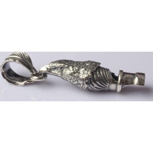 925 Sterling Silver eagle work voice whistle pendant jewelry handmade A5557
