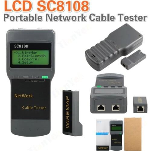 LCD SC8108 Portable Network Cable Tester Meter&LAN Phone Cable Tester & Meter With LCD Display RJ45