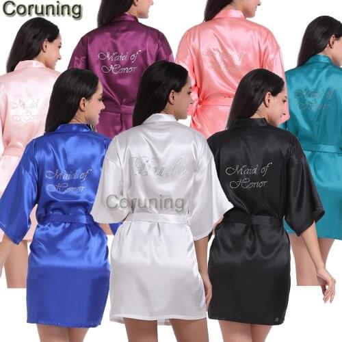 RB89 Rhinestone Letter Bride Robes Bridesmaids and Maid Of Honor Robes Sleepwear Nightwear Wedding Bathrobe Night dress Gown