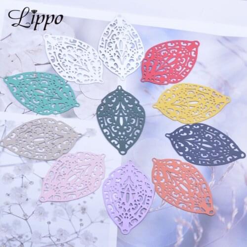 30pcs AB6079 33*55mm Coral- color Big Charms Blackish green Beige Charm Connector Jewelry Earring Findings For Woman Bijoux