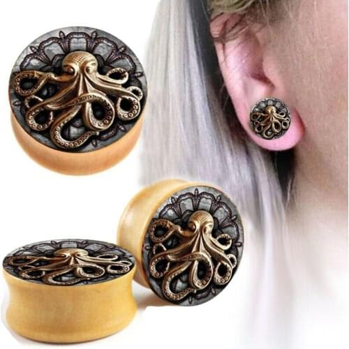 1 pairs Plugs and Tunnels Big Size Ear Tunnel Earrings Ear Stretcher Wood Expander Men Ear Piercing Body Piercing Tunnels Gauge
