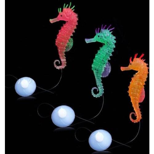 Glow In The Dark Luminous Sea Horse Silicone Hippocampus Aquarium Fish Tank Decor Aquarium Supplies