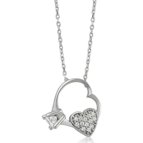 Tevuli 925 Sterling Silver Heart Single Gem Women 'S Necklace