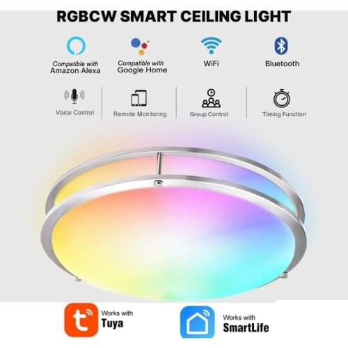 15W/18W RGB Dimmable Wifi/Bluetooth Smart LED Ceiling Light APP Control Voice Control Works with Alexa Google Home And Tuya App