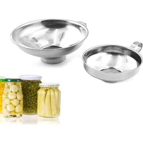 Canning Funnel Stainless Steel Wide Mouth Funnel Hopper Filter Leak Wide-mouth Can for Oil Wine Kitchen Cooking Tools