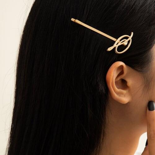 European and American simple jewelry with metal special-shaped letter side clip hollow geometric hairpin hair accessories women