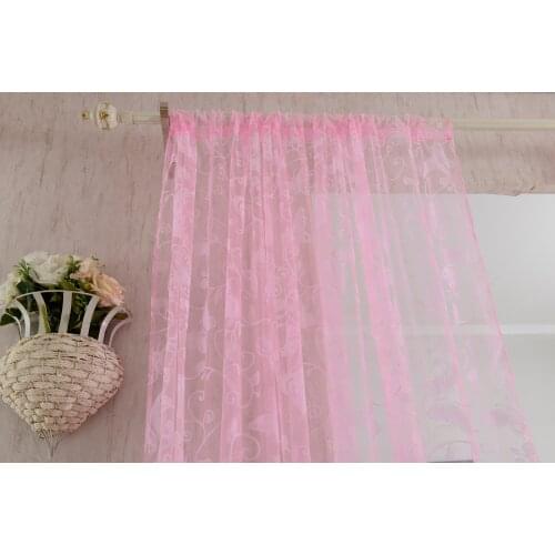 Voile Curtain Tulle Window Scarf Girls Room Living Room Window Decoration Pink