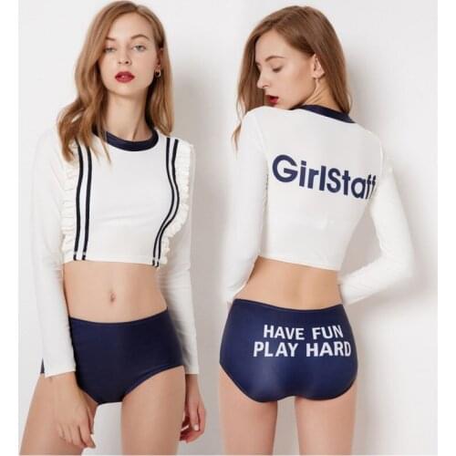 Rash Guard Two Piece Set Women Long Sleeve Swimwear Women Summer Surfing Swimsuits 2018 Wear Push Maillot De Bain Rashguard