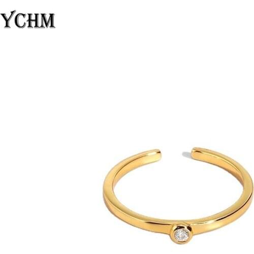 YCHM Woman Zircon Ring Gold Plated Resizable Ring for Women Engagement Adjustable Open Ring Jewelry for Women