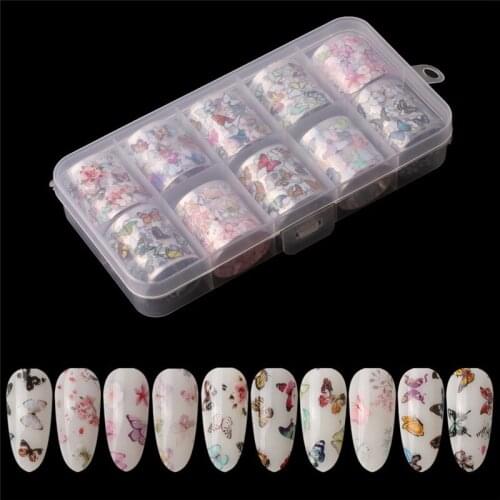 10 Rolls 2.5x80cm New Black White Lace Transfer Foil Nail Art Sexy Full Wraps Flower Glue Adhesive DIY Manicure Styling Tools