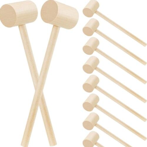 10PCS Mini Wooden Hammer Solid Wood Mallet for Seafood Lobster Leather Craft Jewelry Craft Home Educational Toy Wooden Tool